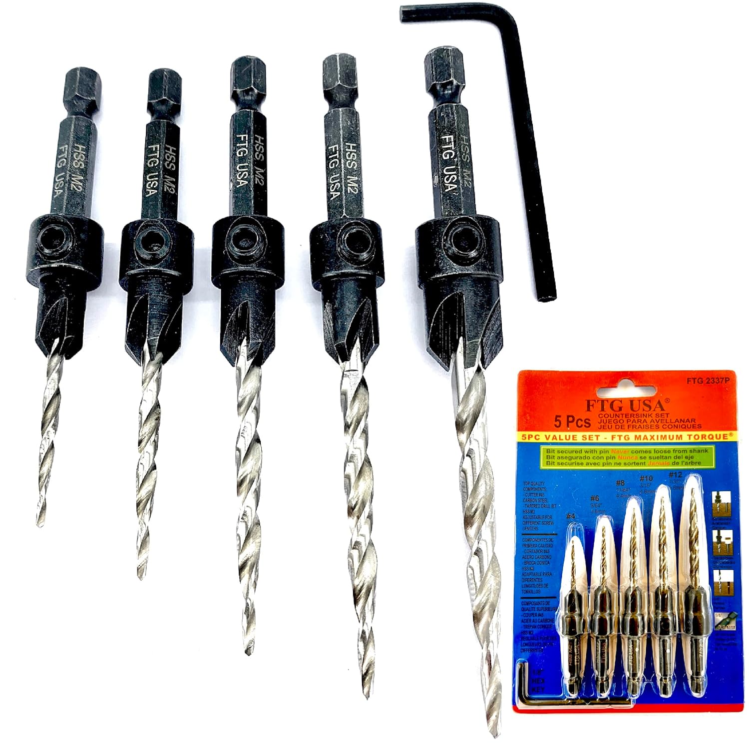 Woodworking Drill - Countersink Drill Bit Set 5 Pc