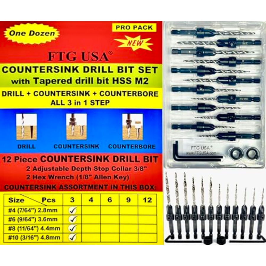 Countersink Drill Bit Set # 7/ - مراجعة Woodworking Drill وسعره