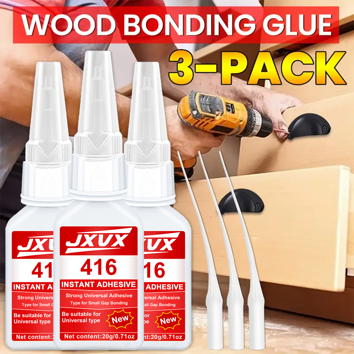 JXVX Accelerated Drying 416 Su - مراجعة Woodworking Quick Glue وسعره