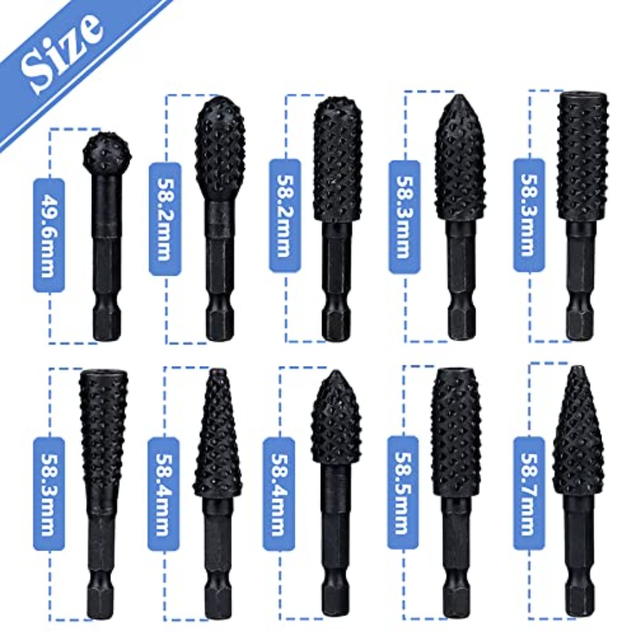 10 Pieces Rotary Burr Rasp Set - مراجعة Woodworking Drill وسعره