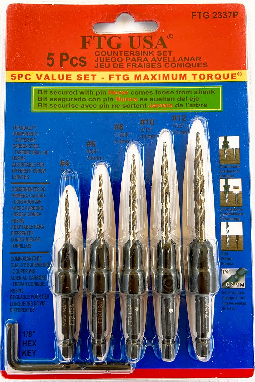 Countersink Drill Bit Set 5 Pc - مراجعة Woodworking Drill وسعره