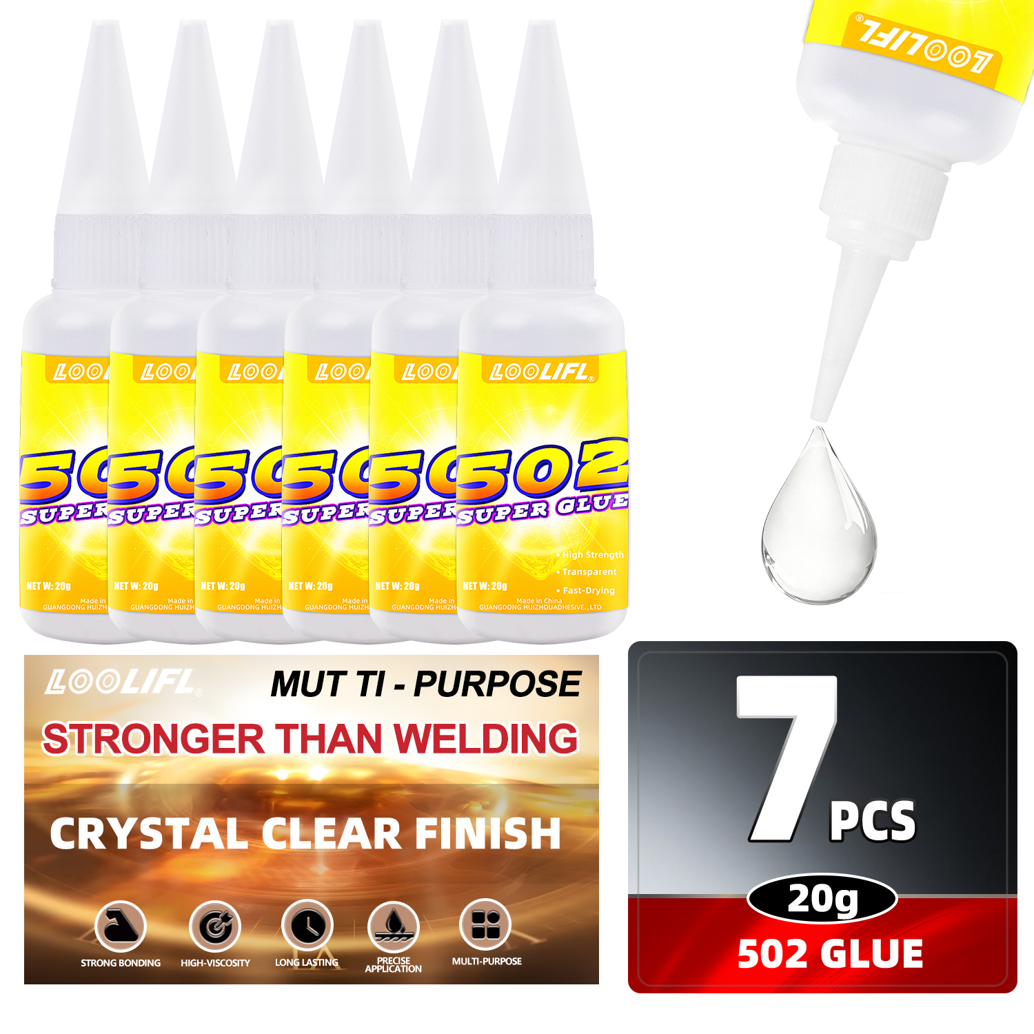 Loolifl 1-7Pcs 20ml 502 Quick- - مراجعة Woodworking Quick Glue وسعره