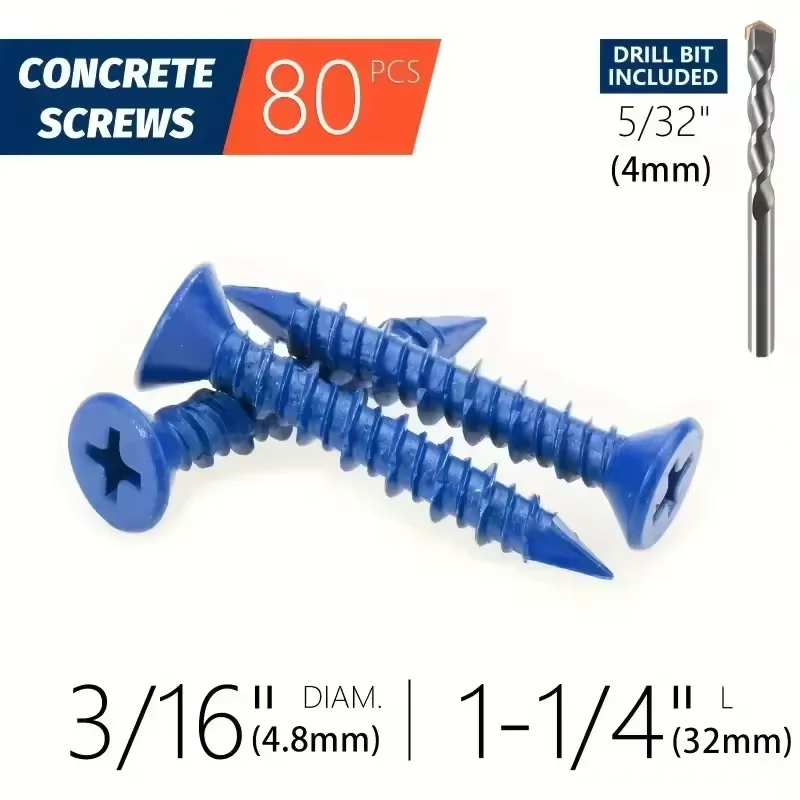 80pcs Blue Concrete Screws 3/1 - مراجعة Woodworking Hatchet وسعره