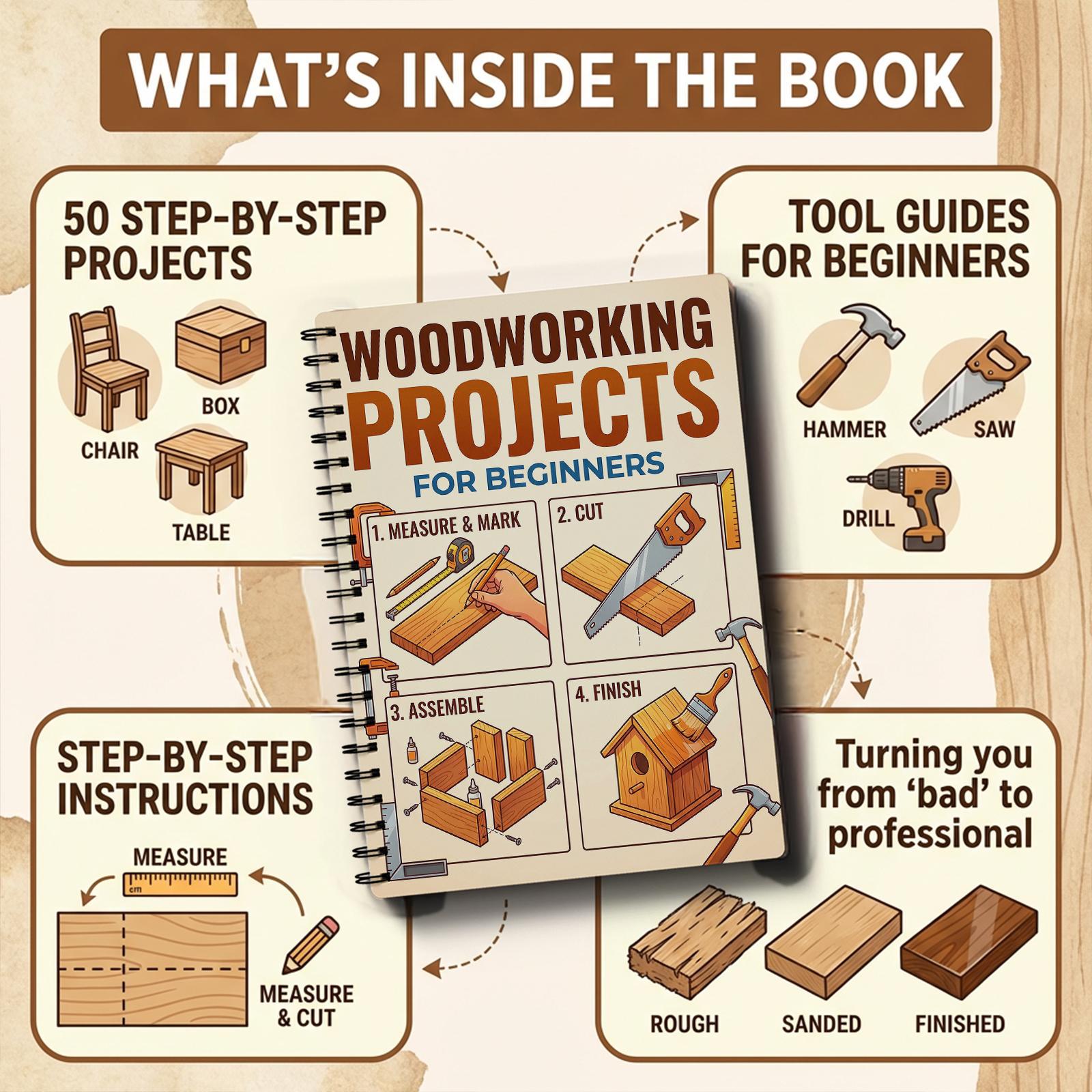 Woodworking Book for Beginners - مراجعة Woodworking Basic Tools وسعره